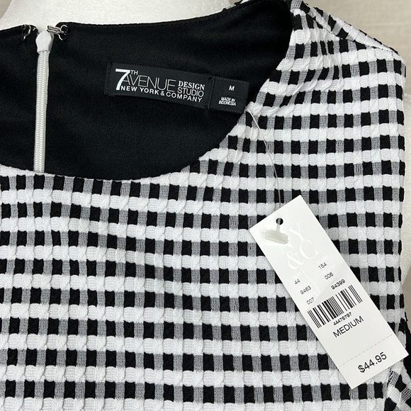New York and Company 7th Avenue Checkered Peplum Sleeveless Top NWT - Picture 6 of 7